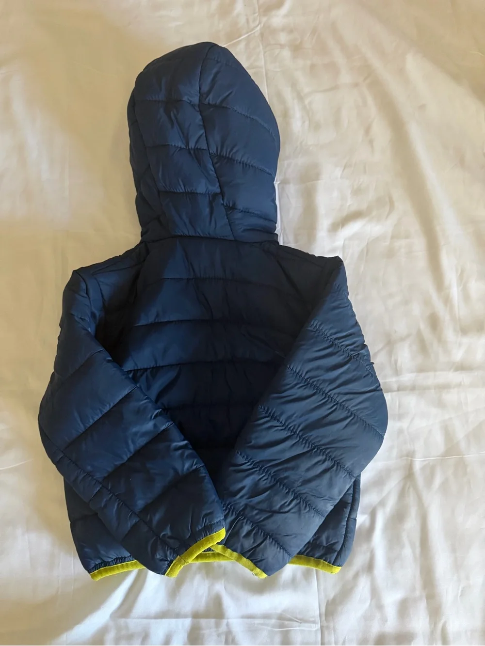 Reebok Kids Puffer Jacket in Navy and Lime Green